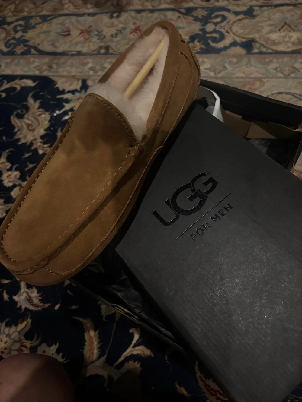 UGG Men’s Chestnut Brown Suede Shearling Loafer
